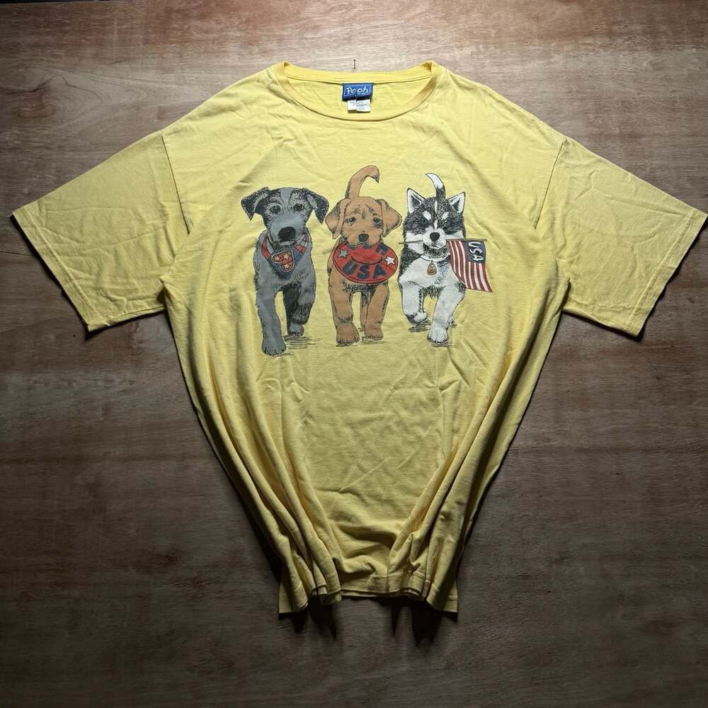 Vintage 1990s Disney Pooh USA Patriotic Puppy Dog Graphic T-Shirt XL